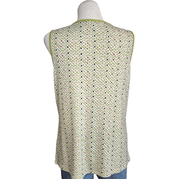 Liz Claiborne Key Hole Neck Sleeveless Lime Green Speckled Women's Top Size L - Picture 2 of 6